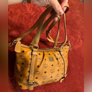 MCM satchel crossbody bag has pen marks inside#9x14)”28 long